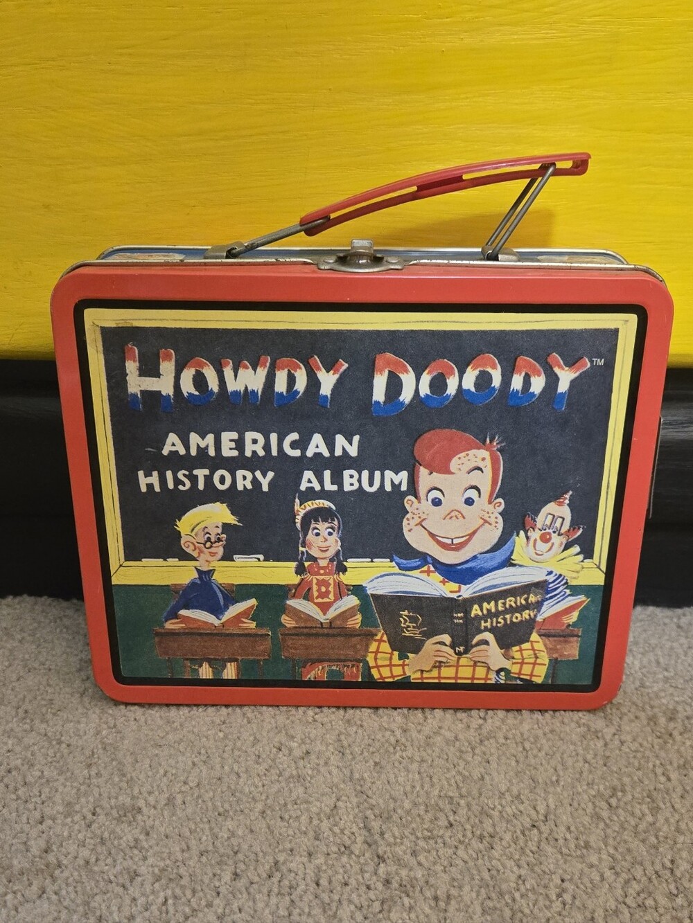 Howdy Doody American History Album Metal Lunchbox Tin ©1998 NBC Red/Blue